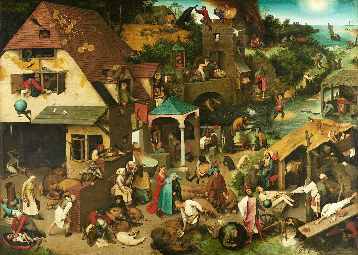 Netherlandish Proverbs, by Pieter Bruegel the Elder